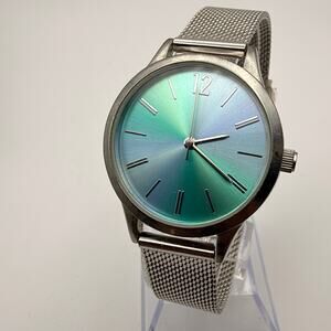 Accutime Iridescent Ombré Quartz Watch - Chic Milanese Band Working New Battery
